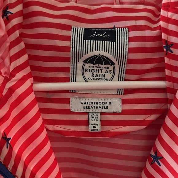 Joules Red and White Striped Raincoat - Picture 4 of 6